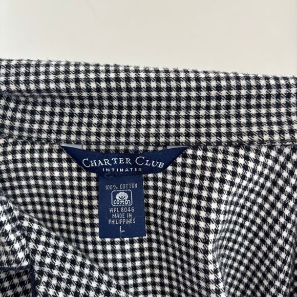 Vintage Charter Club Snowman Holiday Pajama Top Black and White Gingham Size L - Picture 4 of 6